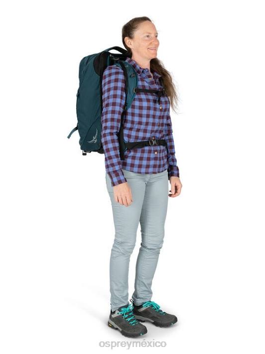 Osprey TPDI545 maleta noche selva azul mujer Mochila de viaje con ruedas Fairview, equipaje de mano con ruedas de 36l/21,5